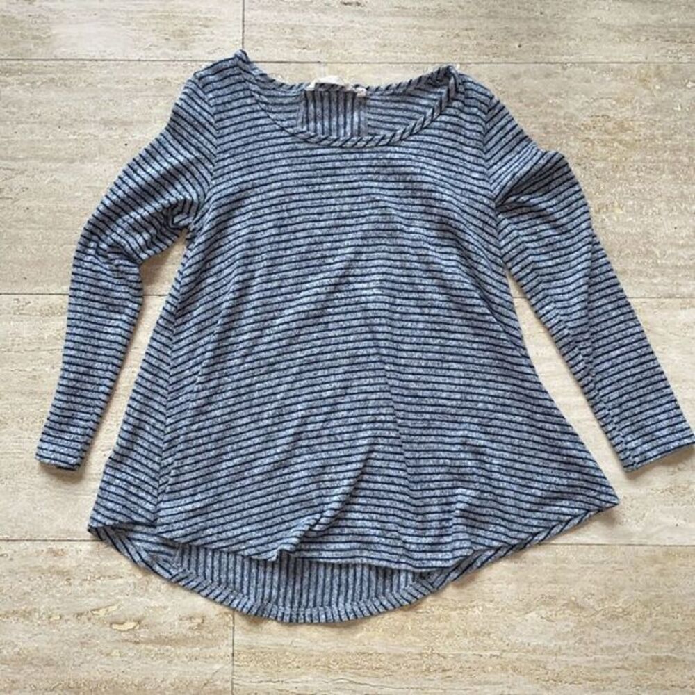 Soft Surroundings Striped Tunic Top Womens Sz S Scoop Neck Flannel Soft 2CJ93